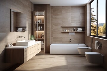 Fototapeta na wymiar Modern bathroom interior, toilet interior ideas