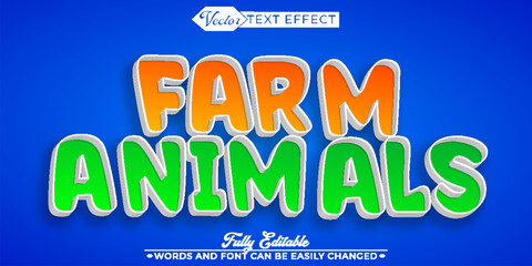 Cartoon Farm Animals Editable Text Effect Template
