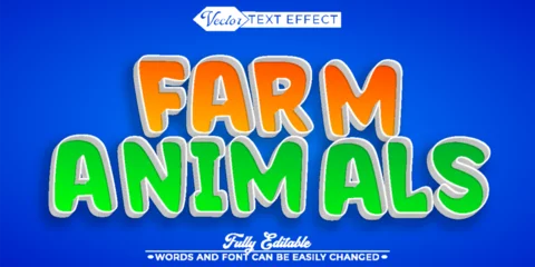Crédence de cuisine en verre imprimé Bleu foncé Cartoon Farm Animals Editable Text Effect Template