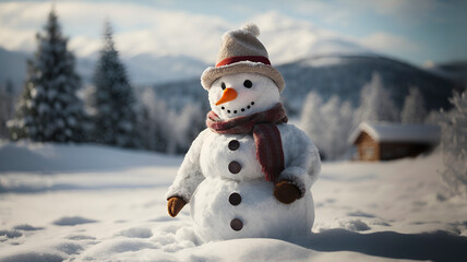 Obraz premium Christmas snowman in the snow