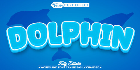 Cartoon Blue Aqua Dolphin Vector Editable Text Effect Template © Anka Design