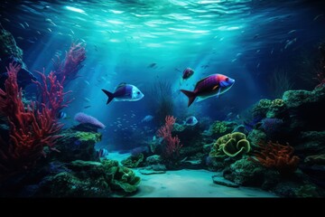 Naklejka na ściany i meble Ethereal Underwater Oasis: 98% Photorealism 