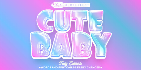 Cartoon Soft Colorful Cute Baby Vector Editable Text Effect Template