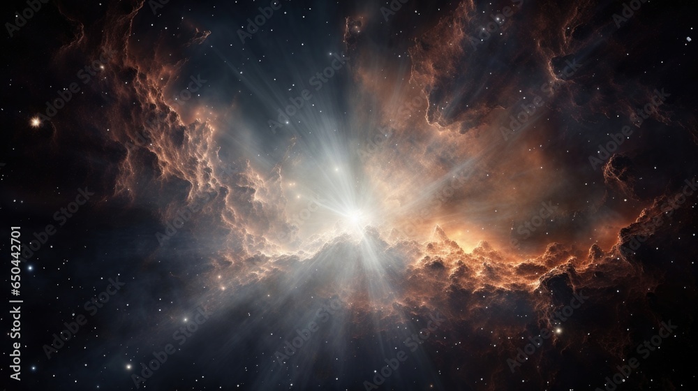 Wall mural a striking view of a star , embedded within a dense cloud of interstellar gas and dust. speckles of 