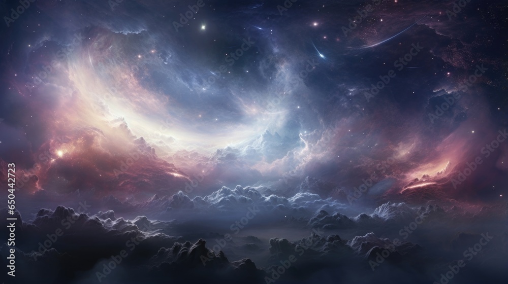 Wall mural a breathtaking scene unveiling the magnificence of interstellar clouds, with their ethereal strands 