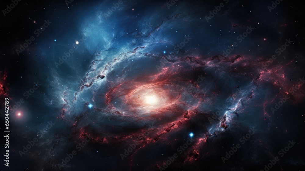 Wall mural through the lens of a powerful telescope, a distant galaxy appears as a mesmerizing spiral of ling s
