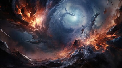 An aweinspiring celestial landscape arises as the ceaseless winds emanating from pulsars gracefully sculpt and shape the surrounding interstellar gas and dust, giving birth to mesmerizing Mod3f - obrazy, fototapety, plakaty