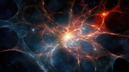 A breathtaking view of the cosmic web unravels within this image, as celestial objects appear to be delicately intertwined, suspended in space, forming an aweinspiring latticelike Mod3f