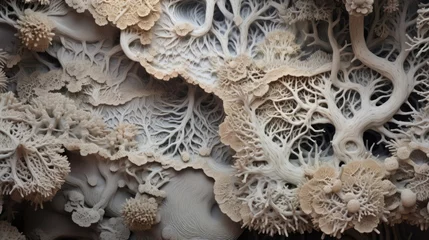 Plexiglas keuken achterwand Donkergrijs An upclose depiction of the calcified exoskeletons of coral colonies, forming a stunning macro image that resembles an alien landscape. The intricate details of the reefs structure Mod3f