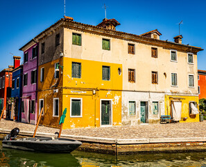 Very Colorful Row Houses in Venice Italy 