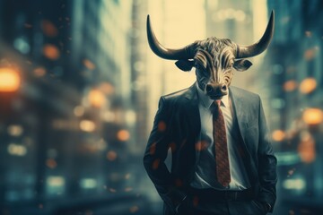 Bullish Triumph: Conquering the Stock Market
 - obrazy, fototapety, plakaty