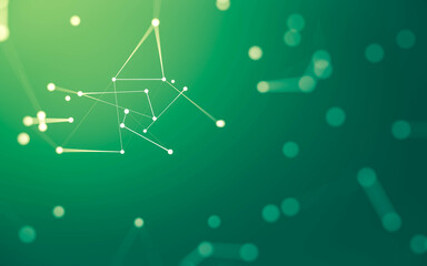 Abstract background. Molecules technology with polygonal shapes, connecting dots and lines. Connection structure. Big data visualization.