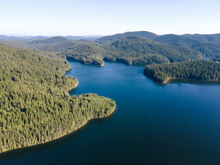Aerial view of Golyam Beglik Reservoir, Bulgaria