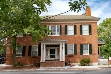 Historic brick buildings on the old streets 