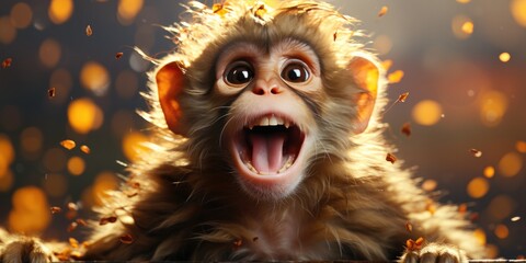 illustration of happy monkey, generative AI