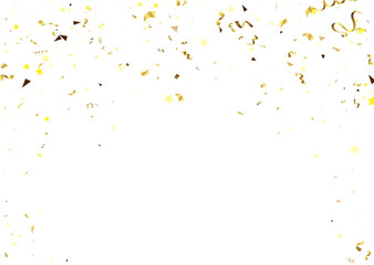 Celebration background template with confetti and gold ribbons.and Gold White ribbons. Vector illustration