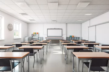 Foto op Canvas Shot of empty modern classroom ready for students to learn in it, back to school concept © VisualProduction
