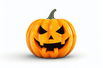 Fototapeta premium Orange craved pumpkin with halloween theme on a white background