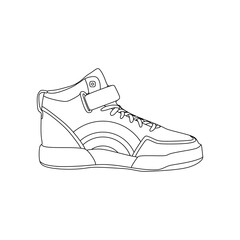 Basketball shoes in outline flat icon style. Sports design element vector illustration in trendy style. Editable graphic resources for many purposes.