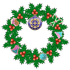 Christmas wreaths with decorations vector illustration 