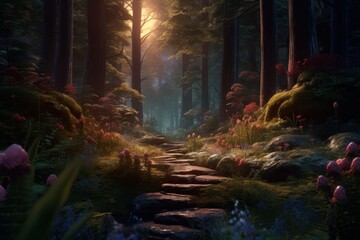 Enchanted Forest Trails: Hyper-Realistic Dusk
