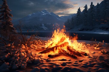 River's Edge Elegance: 8K Hyper-Realistic Campfire