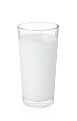 Glass of fresh milk isolated on white