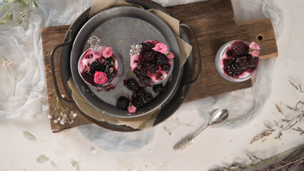 Chia pudding with blackberries