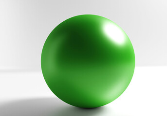 Green ball on white background. Green sphere isolated.