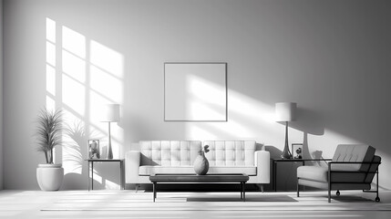 Minimalist Monochromatic Living Room