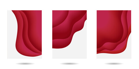 Abstract background paper in red and white . A4 abstract color 3d paper art illustration set. Contrast colors. Vector design layout for banners presentations. Illusion of depth. Set of bright abstract