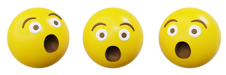 3d Emoticon or Smiley  get surprised expression Yellow Ball