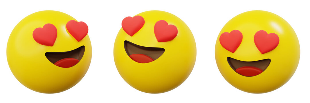 3d Emoticon or Smiley i'm in love or heart eyes Yellow Ball Emoji