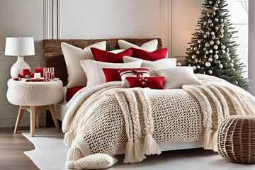 christmas interior of a bedroom