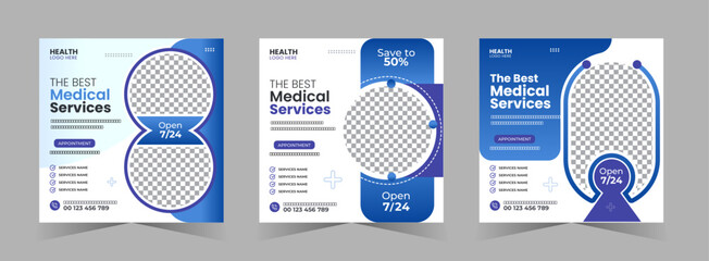 Healthcare medical social media  banner or square flyer for Instagram post design