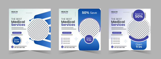 Healthcare medical social media  banner or square flyer for Instagram post design