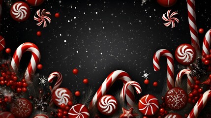 christmas background with red and white candy canes