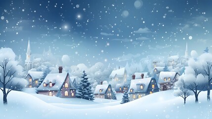 Christmas background with christmas village