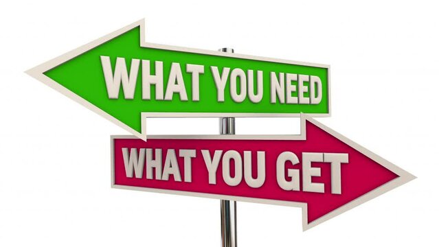 What You Need Vs Get Arrow Signs Customer Satisfaction 3d Animation