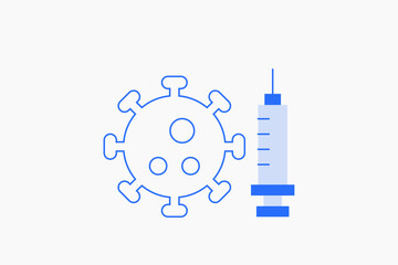 Geometric vaccine illustration in flat style design. Vector illustration. Duotone blue.