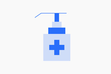 Geometric antiseptic illustration in flat style design. Vector illustration. Duotone blue.