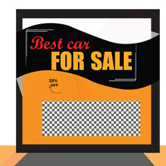 creative modern professional white black car sale social media design