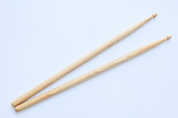 wooden drumstick isolated on white background, object for play drum