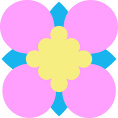 Light Blue & Pink Simple Geometric Flower Element