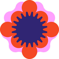 Pink & Blue Simple Geometric Flower Element