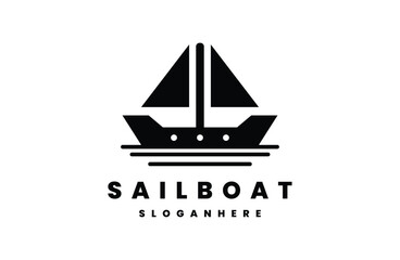 sailboat logo traditional fishing boat vector design