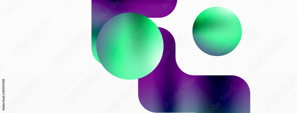Poster Gradient Geometry. Minimalist Fusion of Lines and Circles, Crafting Serene, Captivating Abstract Background
