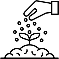 Plant Fertilizer Icon. Organic Soil Fertilizing Symbol Stock Illustration. Vector Line Icons For UI Web Design And Presentation