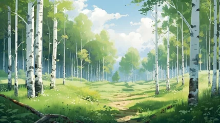 Schilderijen op glas 美しい白樺の森の風景 © ayame123