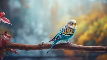 Generative AI : Profile picture of a beautiful budgie, ultra detailed - obrazy, fototapety, plakaty